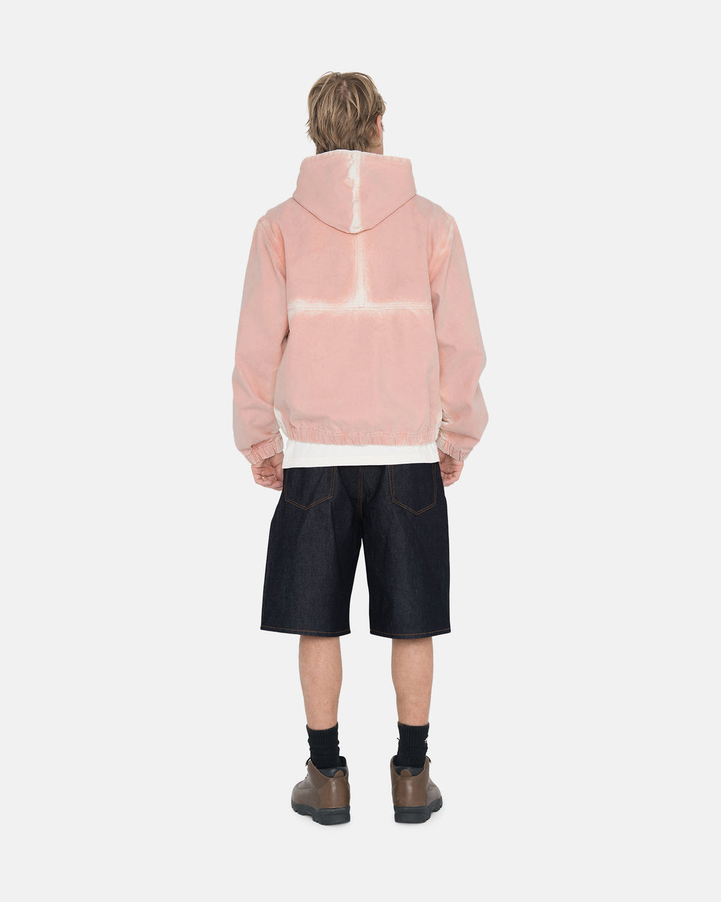 Stussy Spray Dye Hooded Work Jacket Deals   Faded Pink Outerwear